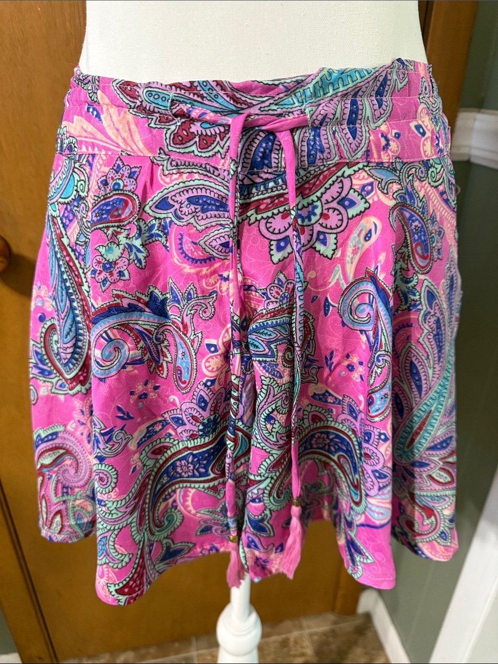 Karma Highway Vibrant Pink Paisley Drawstring Shorts